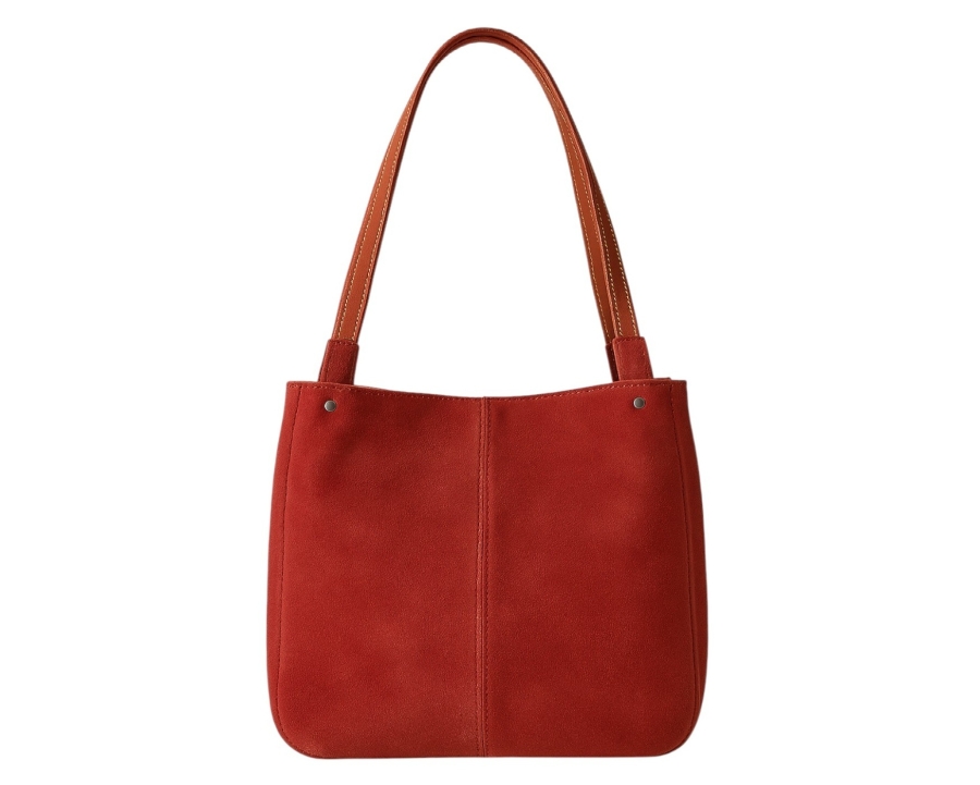 SHOPPER BAG SUEDE CHILI RED us Veloursleder mit viel Stauraum und Kurzgriffen